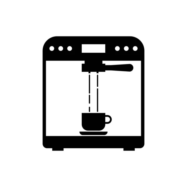 Black Coffee machine and coffee cup icon isolated on white background. Vector Illustration — Stock Vector