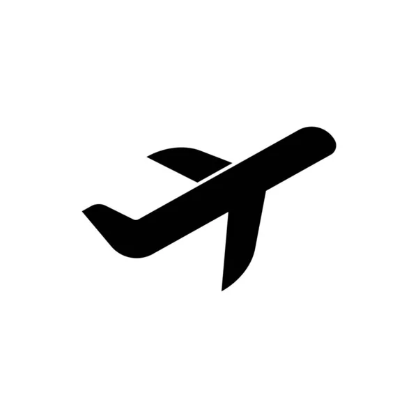 Schwarzes Flugzeug-Symbol isoliert auf weißem Hintergrund. Flugzeugikone. Verkehrszeichen. Vektorillustration — Stockvektor