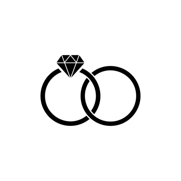 흰색 배경에 고립 된 검은 결혼 반지 아이콘입니다. 신부와 신랑 보석 표지판입니다. 결혼 아이콘입니다. 다이아몬드 링. 벡터 일러스트레이션 — 스톡 벡터