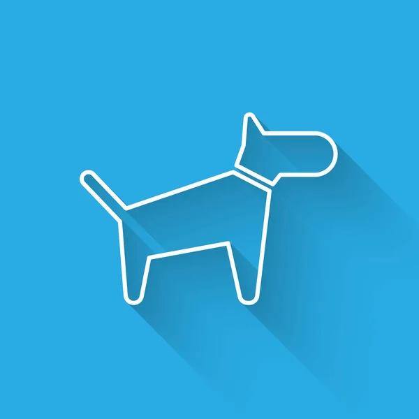 Icono de línea White Dog aislado con sombra larga. Ilustración vectorial — Archivo Imágenes Vectoriales