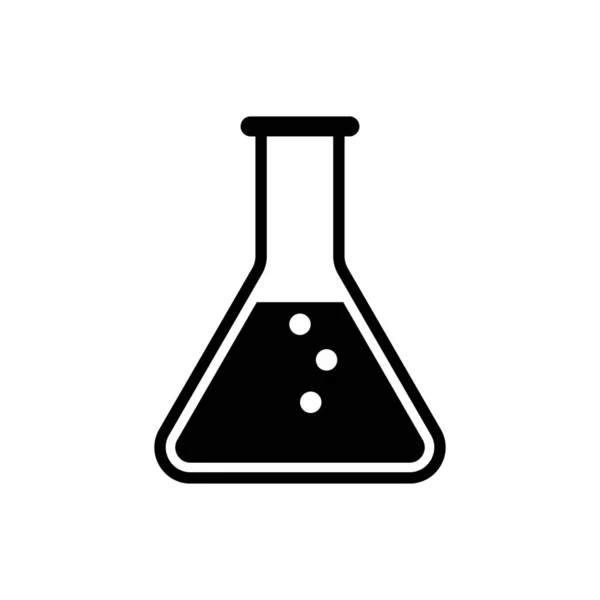 黑色试管和烧瓶 - 化学实验室测试图标隔离在白色背景上。矢量插图 — 图库矢量图片