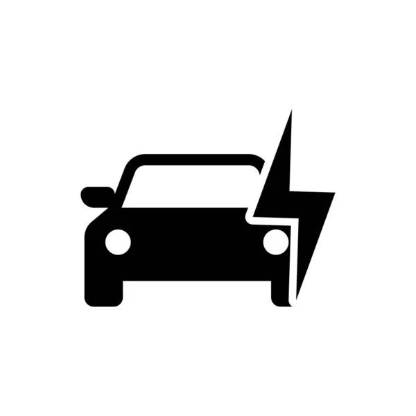 Schwarzes Ladesymbol für Elektroautos und Elektrokabel isoliert auf weißem Hintergrund. Erneuerbare Ökotechnologien. Vektorillustration — Stockvektor