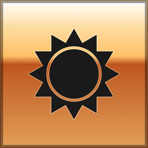 Чорний значок ефектів сонця ізольовані на золотому фоні. Векторні ілюстрації — стоковий вектор