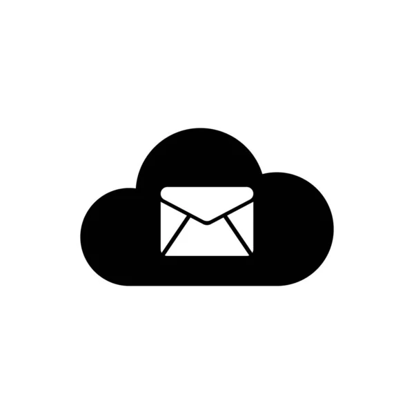 Icône du serveur de messagerie Black Cloud isolée sur fond blanc. Hébergement de serveur Cloud pour courrier électronique. Service de messagerie en ligne. Panneau de la boîte aux lettres. Illustration vectorielle — Image vectorielle
