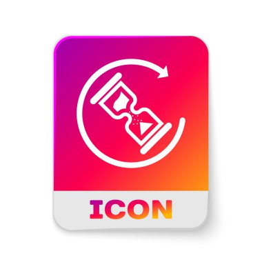 Beyaz arka planda yalıtılmış Beyaz Bekleme simgesi. Bekleme süresi simgesi. Kum saati saati. Dikdörtgen renk düğmesi. Vektör İllüstrasyonu