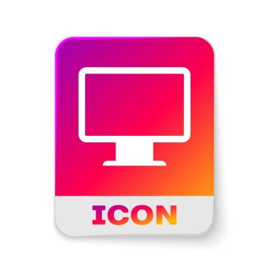 Beyaz Bilgisayar monitör ekran simgesi beyaz arka planda yalıtılmış. Elektronik cihaz. Ön görüş. Dikdörtgen renk düğmesi. Vektör İllüstrasyonu