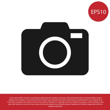 Beyaz arka planda yalıtılmış siyah fotoğraf makinesi simgesi. Foto kamera simgesi. Vektör İllüstrasyonu