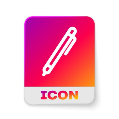 Beyaz arka planda yalıtılmış beyaz kalem çizgi simgesi. Dikdörtgen renk düğmesi. Vektör İllüstrasyonu