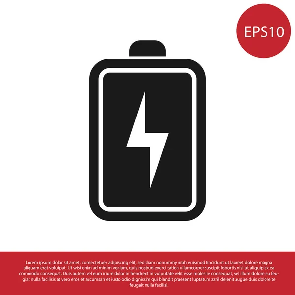 Black Battery icon isolated on white background. Lightning bolt symbol. Vector Illustration — Stock Vector