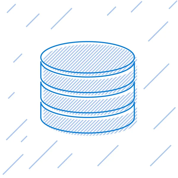Blaues Datenbankzeilensymbol isoliert auf weißem Hintergrund. Netzwerk-Datenbanken, Disc mit Fortschrittsbalken. Sicherungskonzept. Vektorillustration — Stockvektor