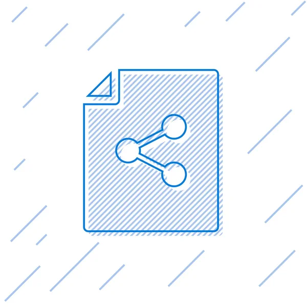Icono de línea de archivo Blue Share aislado sobre fondo blanco. Compartir archivos. Signo de transferencia de archivos. Ilustración vectorial — Vector de stock