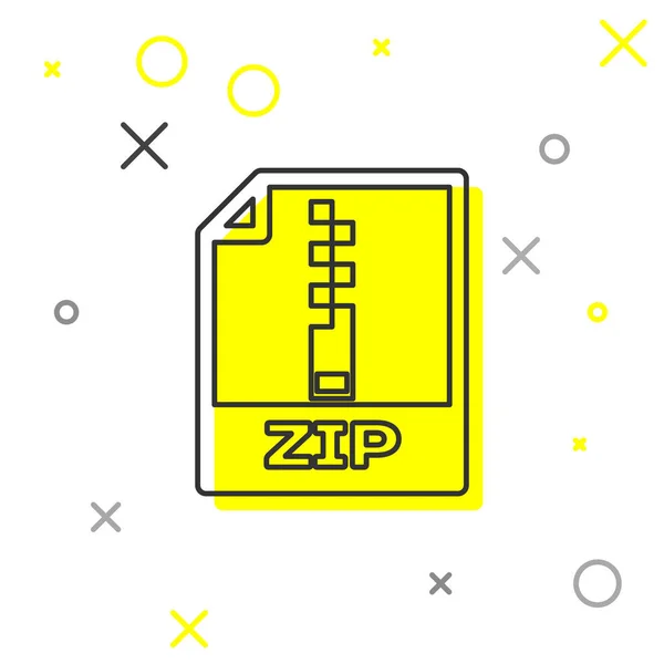 灰色 Zip 文件文档图标。下载在白色背景上隔离的 zip 按钮线图标。压缩文件符号。矢量插图 — 图库矢量图片