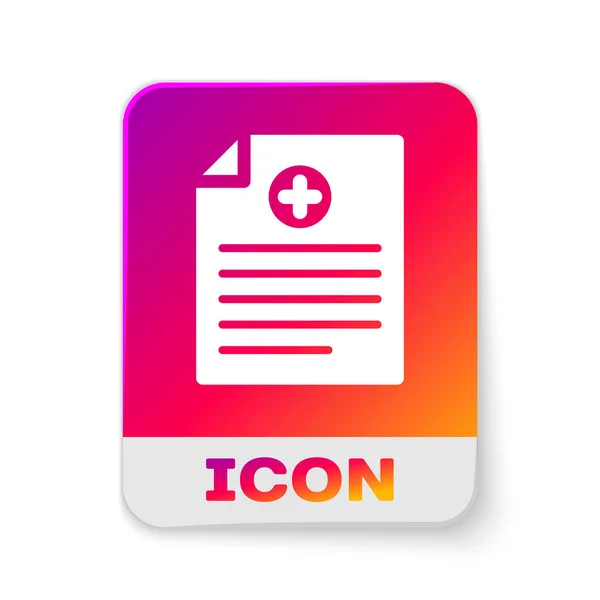 White Medical clipboard with clinical record icon isolated on white background. Health insurance form. Prescription, medical check marks report. Rectangle color button. Vector Illustration — Stock Vector