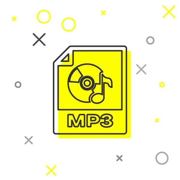 Graues mp3-Dokument-Symbol. herunterladen mp3 Taste Zeilensymbol isoliert auf weißem Hintergrund. mp3 Musikformat Zeichen. mp3-Dateisymbol. Vektorillustration — Stockvektor