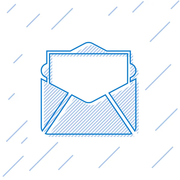 Blaues Post- und E-Mail-Zeilensymbol auf weißem Hintergrund. Umschlag-Symbol E-Mail. E-Mail-Zeichen. Vektorillustration — Stockvektor