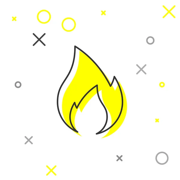 Graue Flamme Linie Symbol isoliert auf weißem Hintergrund. Hitze-Symbol. Vektorillustration — Stockvektor