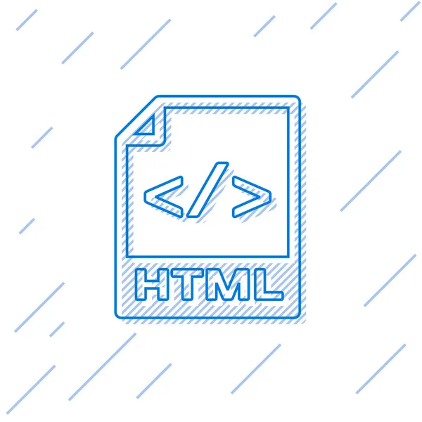 Синий значок документа HTML. Иконка строки кнопки выделена на белом фоне. Символ HTML-файла. Знак языка разметки. Векторная миграция — стоковый вектор