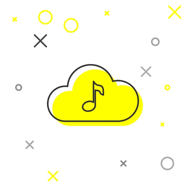 Szara muzyka Streaming ikona linii usługi na białym tle. Przetwarzanie dźwięku w chmurze, strumieniowanie multimediów online, piosenka online, Fala dźwiękowa. Ilustracja wektorowa — Wektor stockowy