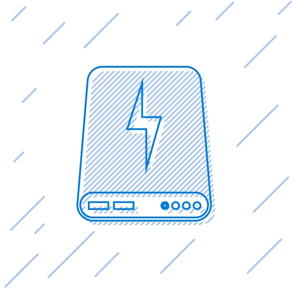 Icono de línea bancaria Blue Power aislado sobre fondo blanco. Dispositivo de carga portátil. Ilustración vectorial — Archivo Imágenes Vectoriales