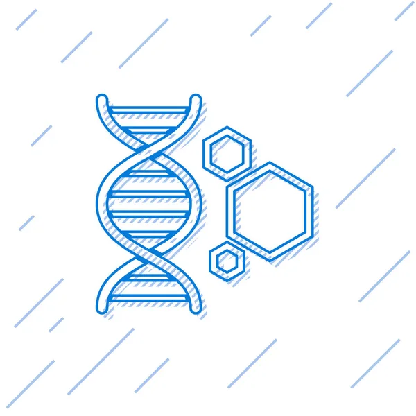 Ícone de linha de engenharia genética azul isolado no fundo branco. Análise de ADN, testes genéticos, clonagem, testes de paternidade. Ilustração vetorial —  Vetores de Stock