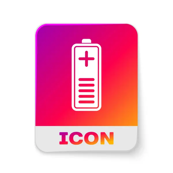 Vit batteriladdningsnivå indikator ikon isolerad på vit bakgrund. Knappen rektangel färg. Vektor illustration — Stock vektor