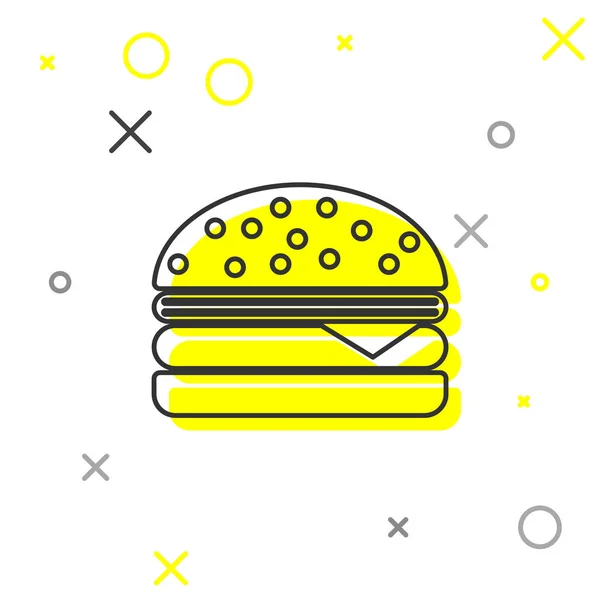 Το εικονίδιο της γραμμής γκρίζου Burger απομονώθηκε σε λευκό φόντο. Εικονίδιο χάμπουργκερ. Πινακίδα σάντουιτς με τσίζμπεργκερ. Απεικόνιση διανυσματικών φορέων — Διανυσματικό Αρχείο