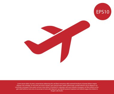 Kırmızı Düzlem simgesi beyaz arka planda yalıtılmış. Uçan uçak simgesi. Uçak işareti. Vektör İllüstrasyonu