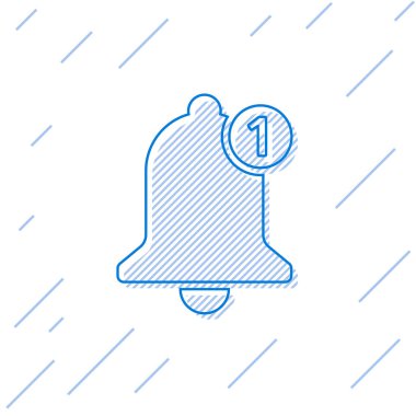 Mavi Çan çizgi simgesi beyaz arka planda yalıtılmış. Yeni Bildirim simgesi. Yeni ileti simgesi. Vektör İllüstrasyonu