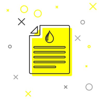 Beyaz arka planda izole kan testi sonuçları çizgi simgesi ile Gri Tıbbi pano. Klinik kayıt, reçete, tıbbi kontrol izleri raporu. Vektör İllüstrasyonu