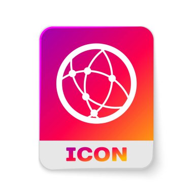 Beyaz arka planda yalıtılmış White Global teknolojisi veya sosyal ağ simgesi. Dikdörtgen renk düğmesi. Vektör İllüstrasyonu