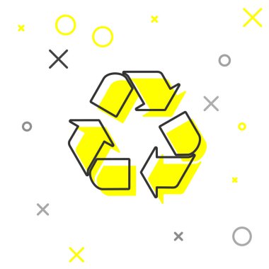 Gri Geri Dönüşüm simgesi beyaz arka planda yalıtılmış. Dairesel ok simgesi. Çevre geri dönüştürülebilir yeşil gidin. Vektör İllüstrasyonu