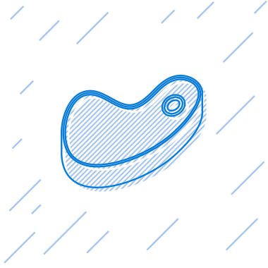 Mavi Biftek et hattı simgesi beyaz arka plan üzerinde izole. Vektör İllüstrasyonu