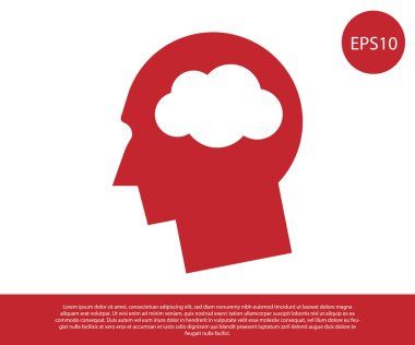 Beyaz arka planda izole edilmiş bulut simgesine sahip Kızıl Kafa silueti. Rüya burcu. Vektör İllüstrasyonu
