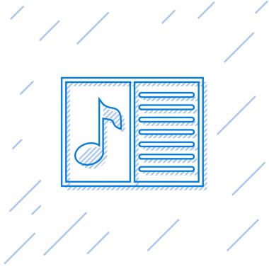 Beyaz arka planda yalıtılmış not satırı simgesi ne kadar mavi müzik kitabı. Nota stave ile müzik sayfası. Not defteri, notalar için. Vektör İllüstrasyonu