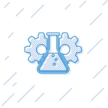 Mavi Biyomühendislik çizgi simgesi beyaz arka plan üzerinde izole. Genetik ve biyomühendislik simgesinin unsuru. Biyoloji, molekül, kimyasal ikon. Vektör İllüstrasyonu