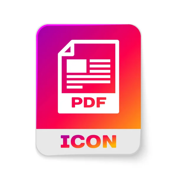Weiße pdf-Datei Dokument-Symbol. pdf-Symbol auf weißem Hintergrund isoliert herunterladen. pdf-Dateisymbol. Rechteck-Farbtaste. Vektorillustration — Stockvektor