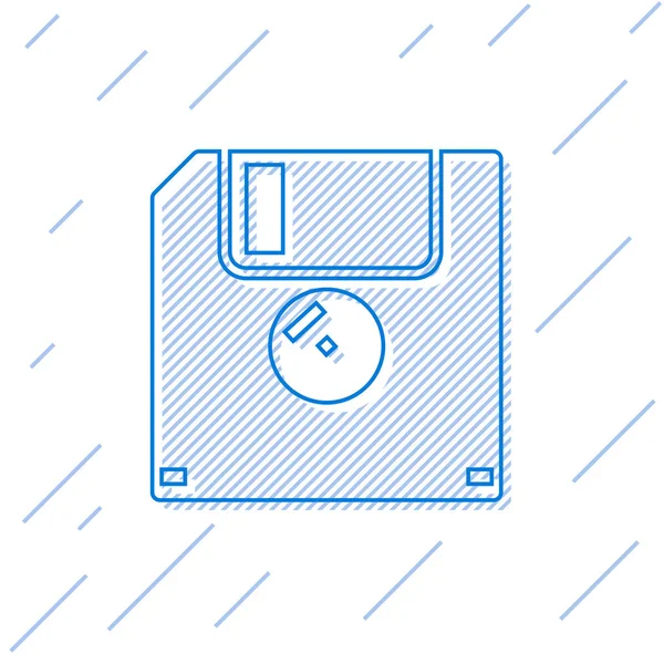 Modrá disketa pro uložení dat počítače na bílém pozadí. Značka diskety. Vektorová ilustrace — Stockový vektor
