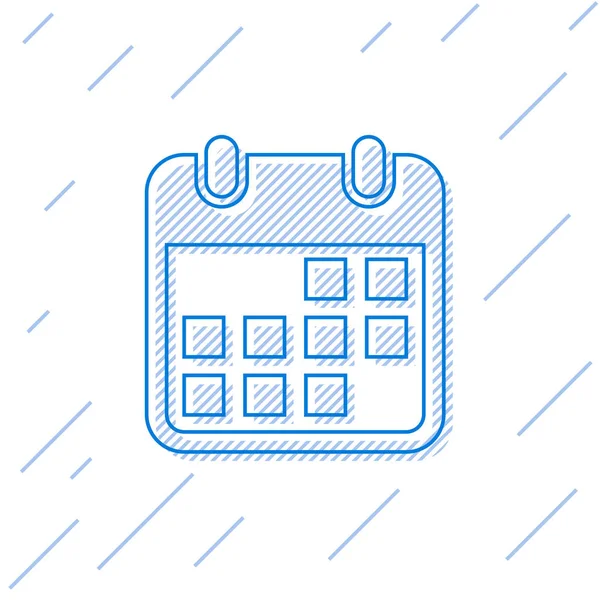 Blauwe kalender lijn pictogram geïsoleerd op witte achtergrond. Vector illustratie — Stockvector