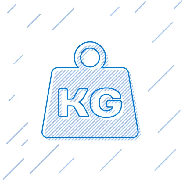 Blue Weight line icon isolated on white background. Kilogram weight block for weight lifting and scale. Mass symbol. Vector Illustration — Stock Vector