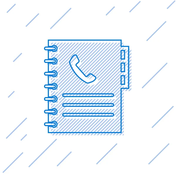 Modrý telefonní seznam ikona linky je izolována na bílém pozadí. Adresáře. Telefonní adresář. Vektorová ilustrace — Stockový vektor