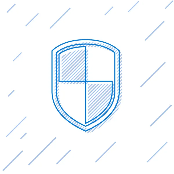 Icône de ligne Blue Shield isolée sur fond blanc. Panneau de garde. Illustration vectorielle — Image vectorielle
