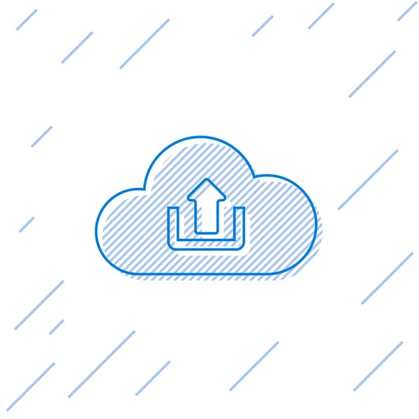 Blå moln uppladdnings linje ikon isolerad på vit bakgrund. Vektor illustration — Stock vektor