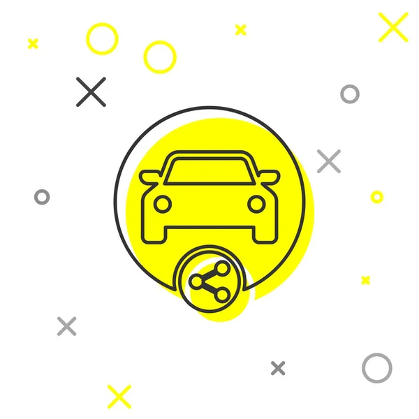 Szara ikona linii podziału samochodu na białym tle. Znak Carsharing. Koncepcja usługi wynajmu transportu. Ilustracja wektorowa — Wektor stockowy