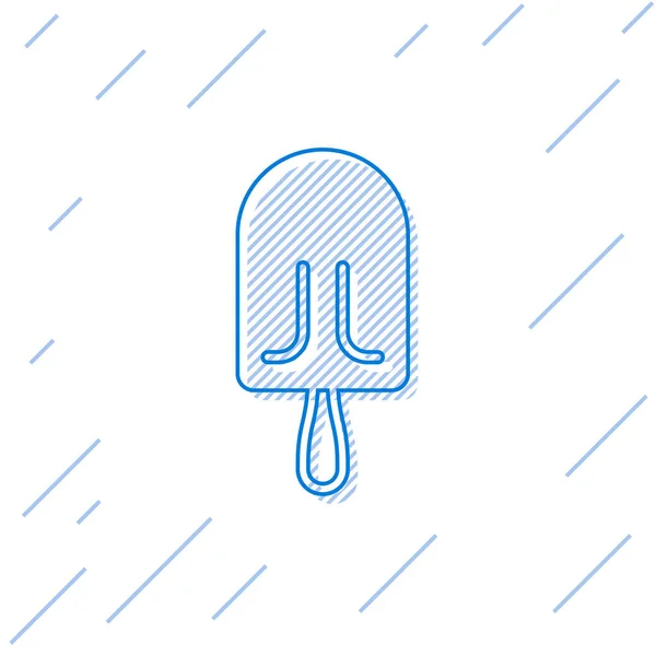 Ikona zmrzlinové linky modré zmrzliny izolovaná na bílém pozadí. Sladký symbol. Vektorová ilustrace — Stockový vektor