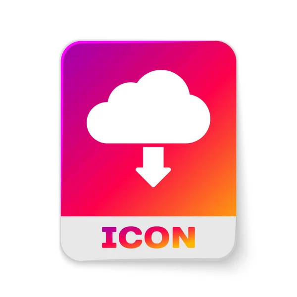 White Cloud download icon isolated on white background. Rectangle color button. Vector Illustration — Stock Vector