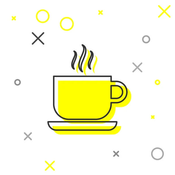 Ikona šedého kávového šálku je izolovaná na bílém pozadí. Šálek čaje. Káva s horkou pitmou. Vektorová ilustrace — Stockový vektor