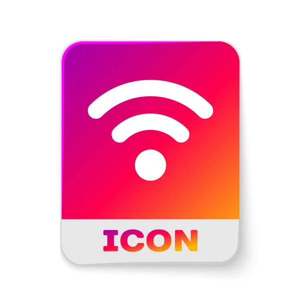 Bílá Bezdrátová Wi-Fi ikona symbolu bezdrátové sítě Internet je izolována na bílém pozadí. Tlačítko Barva obdélníku. Vektorová ilustrace — Stockový vektor