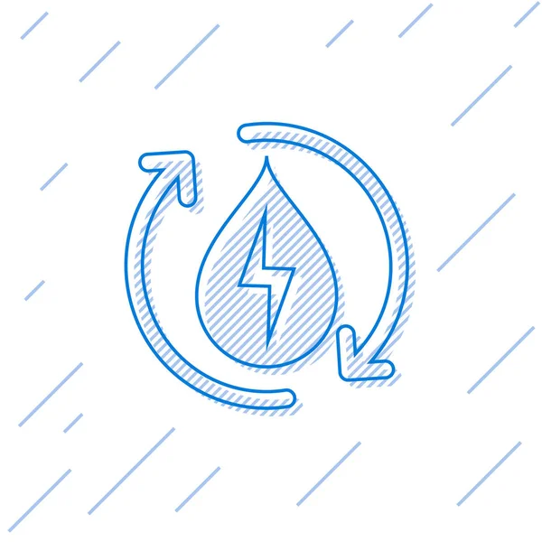 Niebieska Recycle czysta ikona linii Aqua na białym tle. Symbol energii recyklingu wody. Kropla wody z recyklingu. Strzałki odświeżania wody. Ilustracja wektorowa — Wektor stockowy