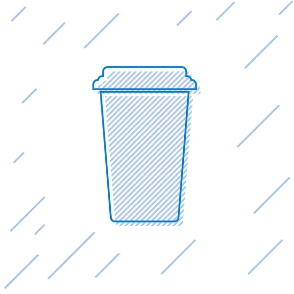 Синий Coffee Кубок значок линии изолированы на белом фоне. Одноразовая чашка кофе с горячим кофе. Векторная миграция — стоковый вектор