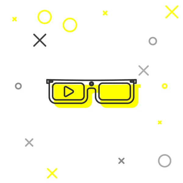 Graue Smart-Brille auf Brillengestell auf weißem Hintergrund. tragbare Elektronik-Smart-Brille mit Kamera und Display. Vektorillustration — Stockvektor